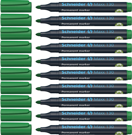 Schneider schrijfwaren schneider permanent marker - maxx 130 - ronde punt - schrijfkleur groen - doos 10 stuks