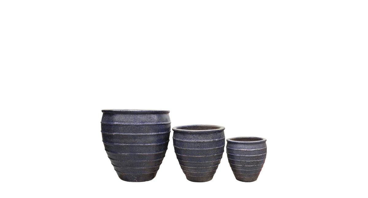 Set 3 planter terracotta 55x55x56cm dark blue