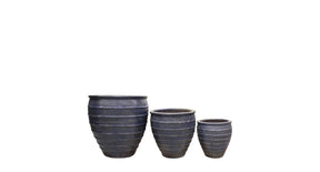 Set 3 planter terracotta 55x55x56cm dark blue