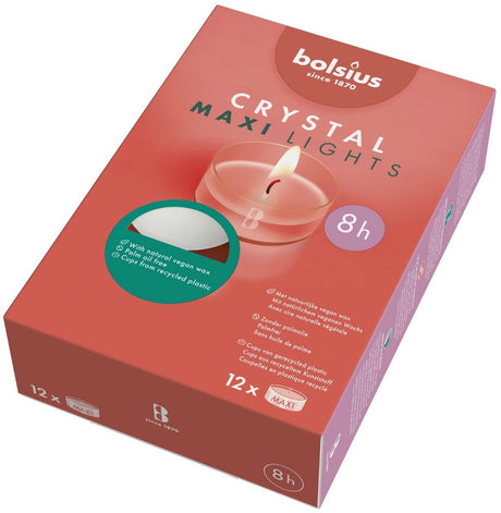 Bolsius - maxi - theelichten - 12 stuks per verpakking - clear cup - doos