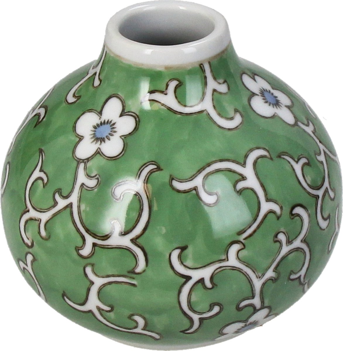 Hd collection vaas porselein groen 11,5x11,5x10,5cm