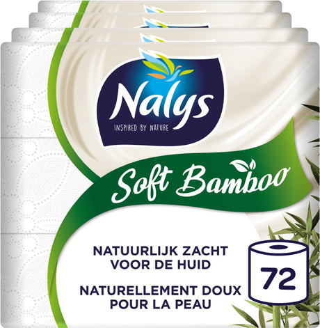 Nalys soft bamboo toiletpapier - 72 rollen - wit (3- laags) - voordeelverpakking - papieren verpakking
