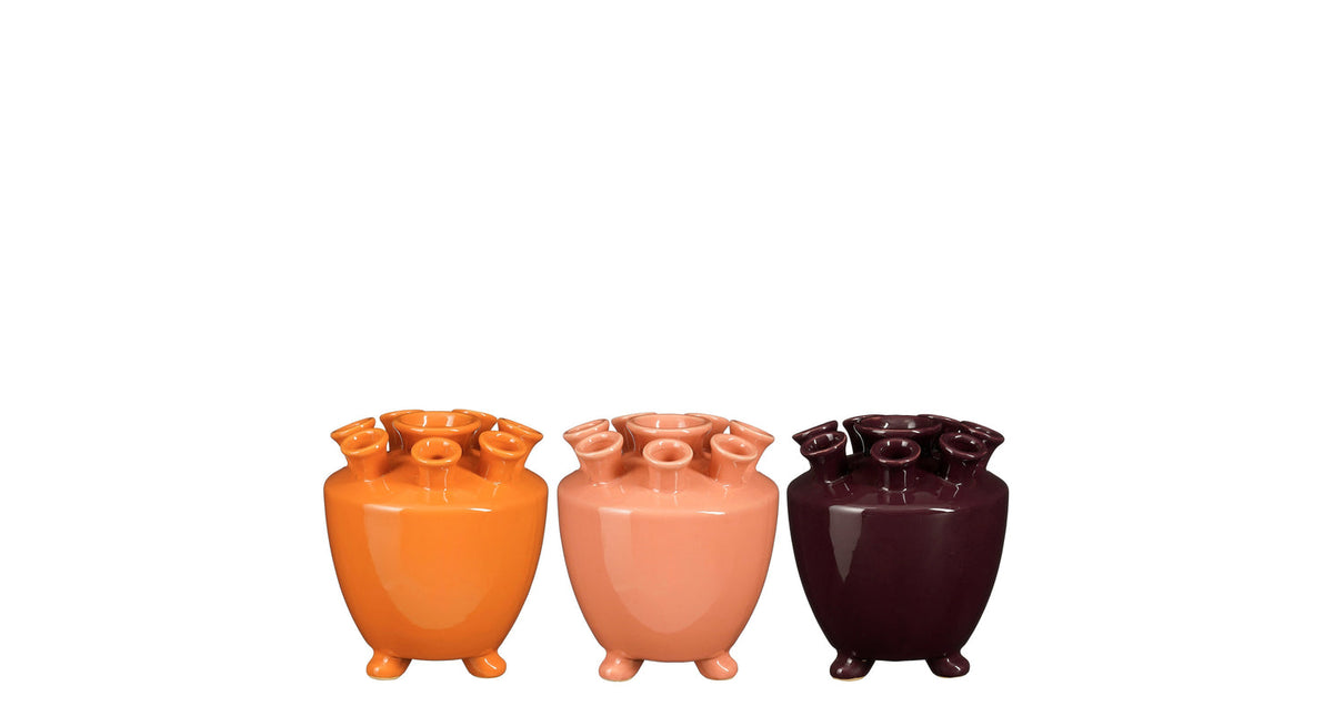 Otilia tulpvaas paars roze oranje 3 assorti - h17xd15cm