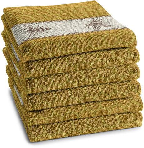 Ddddd - bees - keukendoek - set van 6 - keukenhanddoeken - 50x55cm - geel