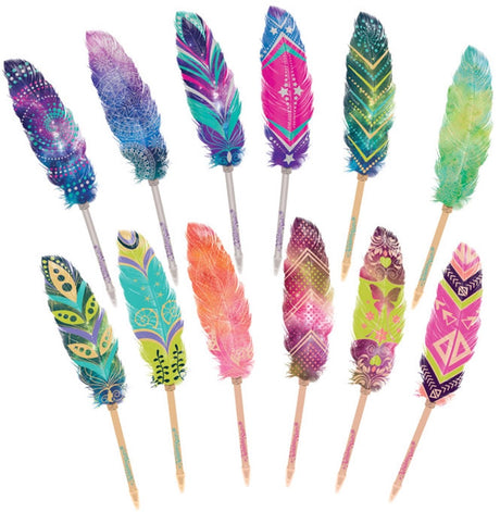 Hape nebulous stars balpennen pluim collectie - 12 unieke verenpennen.