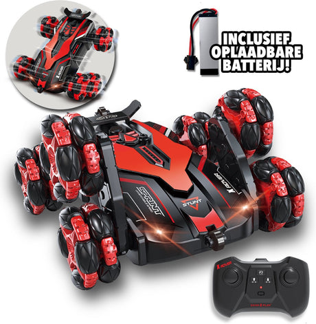 Gear2play rc x-rover 6-wielige stuntauto - bestuurbare auto - rc auto - verlichte koplampen - incl. oplaadbare batterij