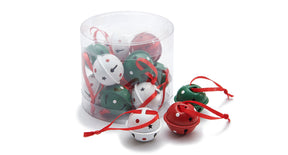 Jingle bell hanger 3cm red white green 12pcs