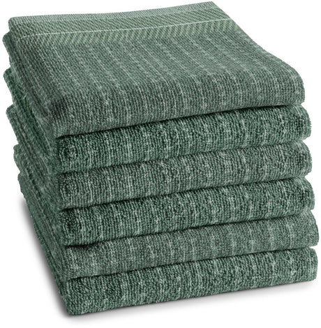 Ddddd - monstera - 6x keukendoek - set van 6 stuks - katoen - badstof - 50x55 cm - groen
