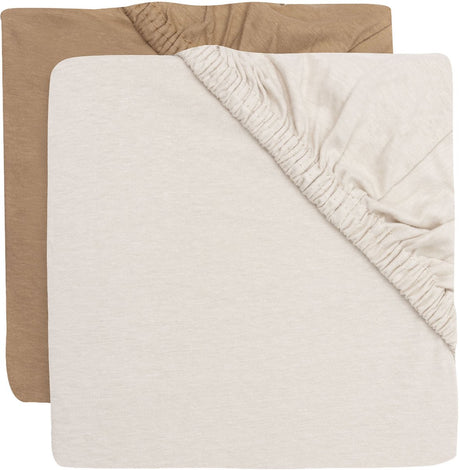 Jollein hoeslaken wieg - 40 50x80 90cm - jersey - hazel oatmeal - 2 stuks