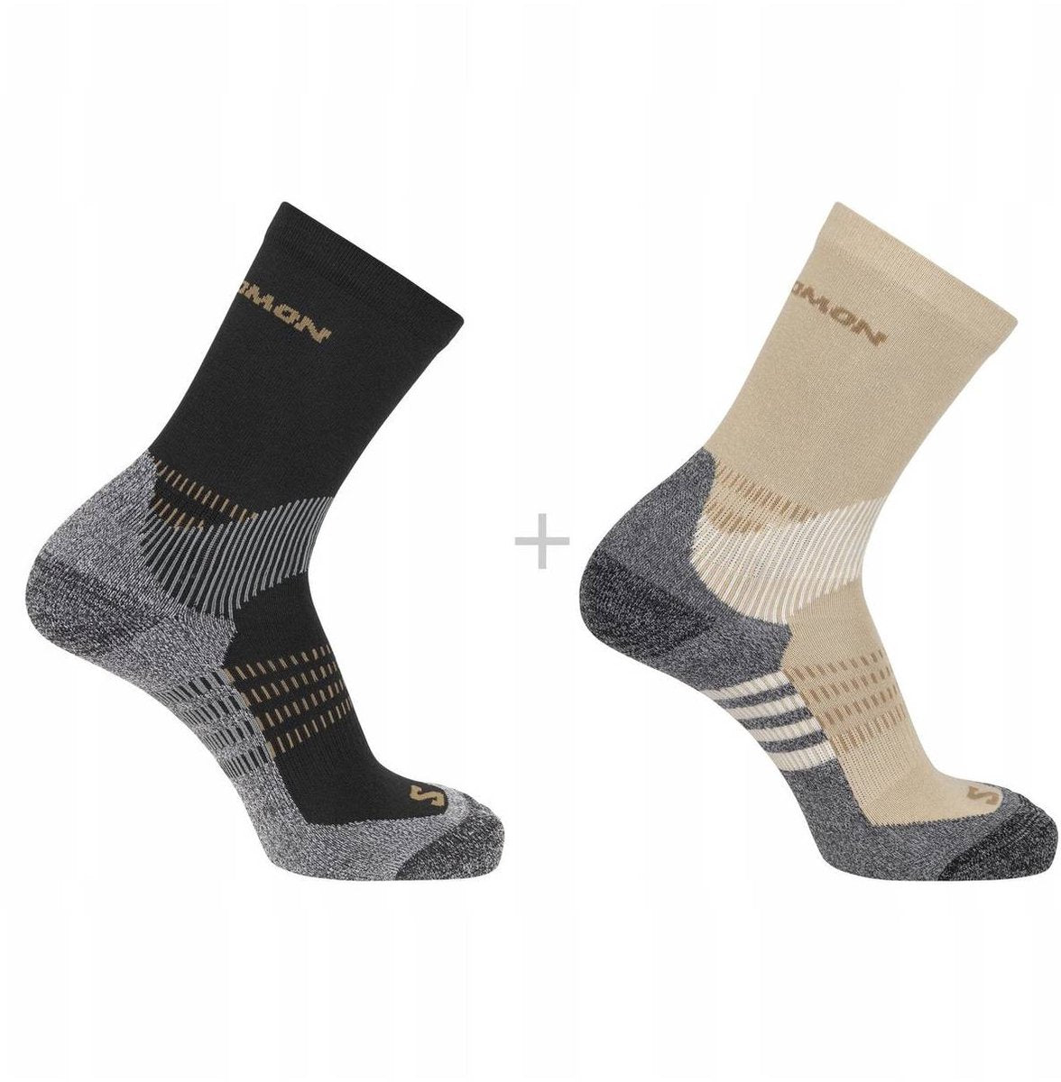 Salomon - x ultra access crew socks | 2-pack | sokken | maat l 42-44 - zand zwart 42-44