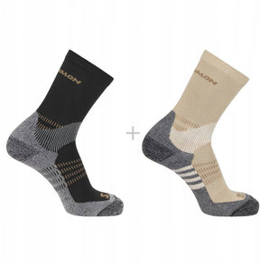 Salomon - x ultra access crew socks | 2-pack | sokken | maat l 42-44 - zand zwart 42-44