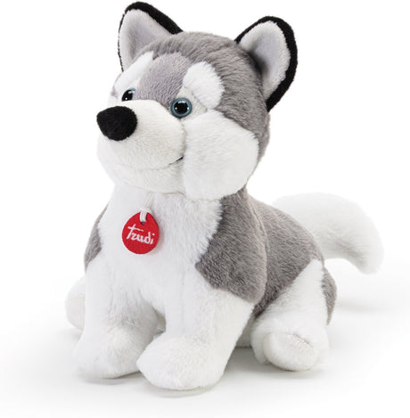 Trudi puppy knuffel hond husky puppy 28 cm - hoge kwaliteit pluche knuffel - knuffeldier voor jongens en meisjes - grijs wit - 19x28x28 cm maat m
