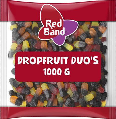 Red band dropfruit duo's - snoep mix - drop fruitsmaak - zak 1000g