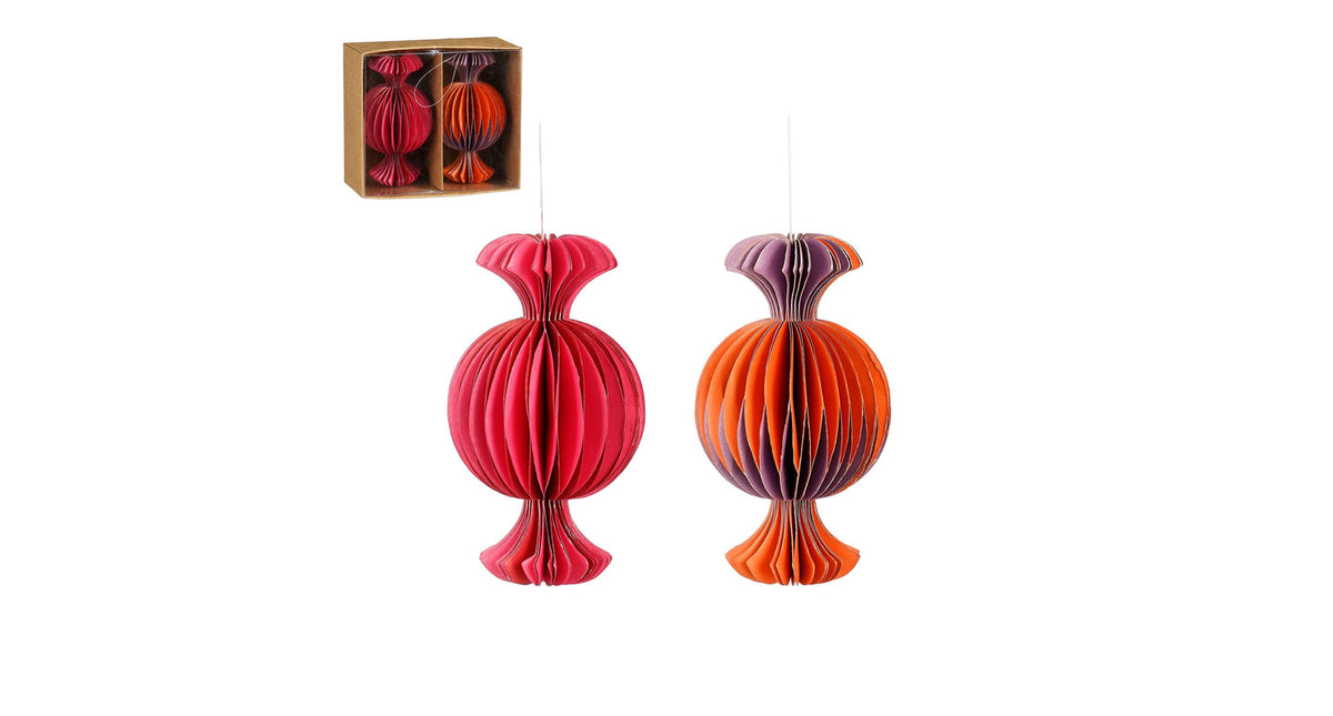 Ornament snoep roze paars 2 stuks fsc mix - h12xd6cm