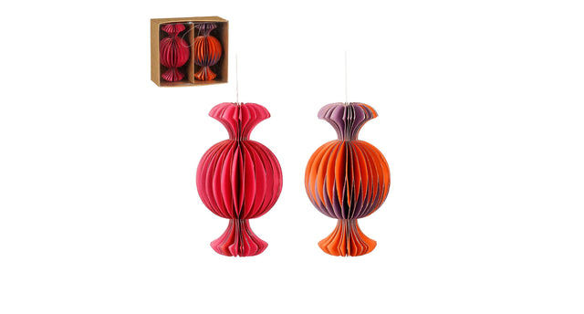 Ornament snoep roze paars 2 stuks fsc mix - h12xd6cm