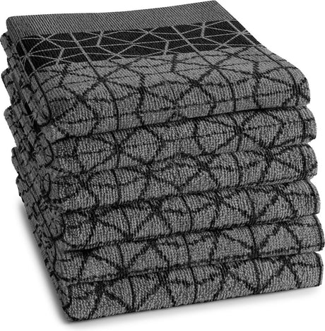 Ddddd chrystal keukendoek - set van 6 - katoen - grafische print - 50x55 cm - badstof - zwart