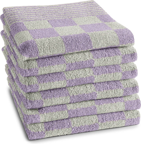 Ddddd - 6x keukendoek - barbeque - 50x55 cm - pastel lila - set van 6 stuks