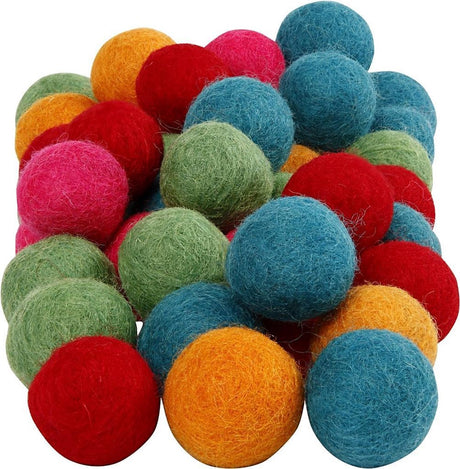 Creativ company wol kralen, d: 20 mm, 64 stuks, sterke kleuren