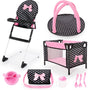 Bayer design - reisset 9 in 1 met bed en kinderstoel in zwart, wit roze