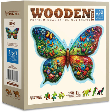 Wooden city wooden.city houten puzzel - kleurrijke vlinder - educatief speelgoed.