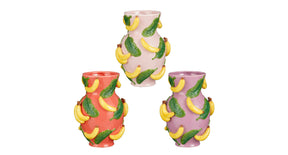Vaas banaan paars roze oranje 3 assorti - h22xd16cm