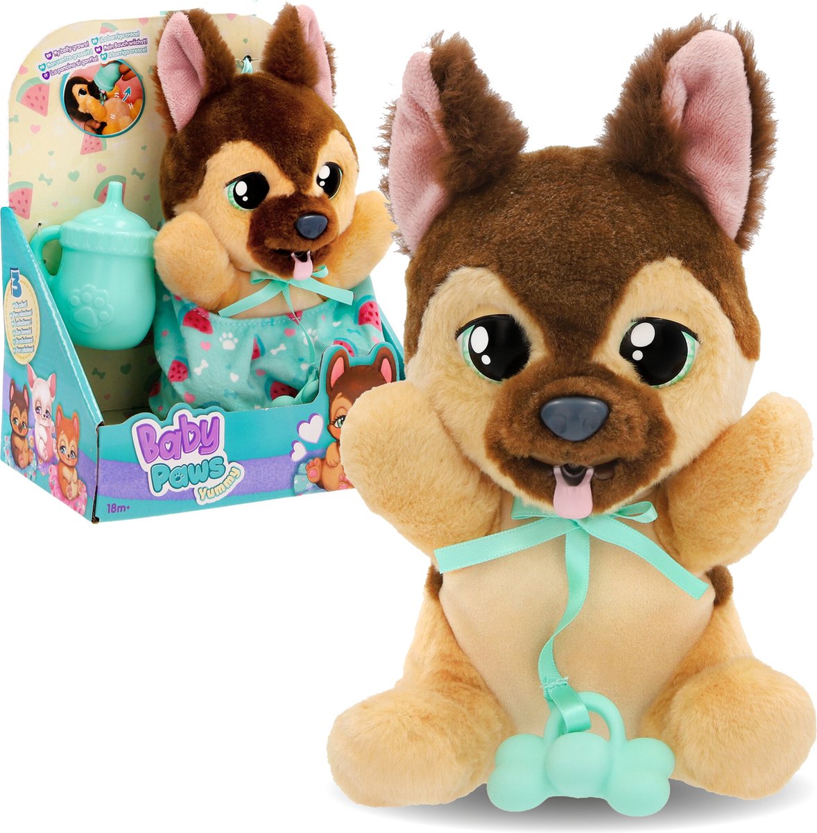 Imc toys baby paws yummy duitse herder - interactieve pluchen knuffel