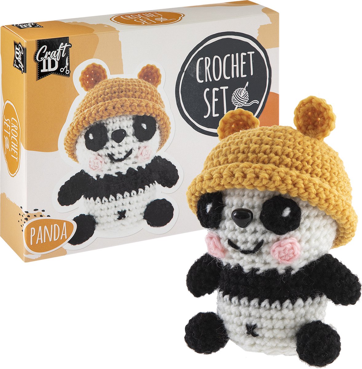 Craft id haakpakket panda met mutsje