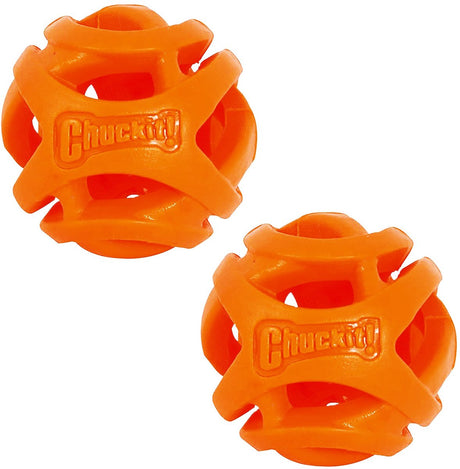 Chuckit! breathe right fetch ball - hondenspeelgoed - hondenbal - drijvend - medium - ø6 cm - oranje - 2 stuks