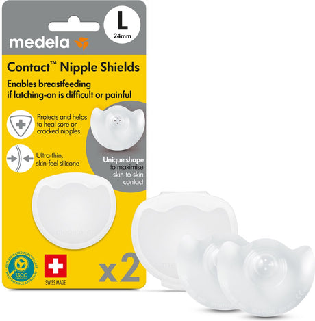 Medela contact tepelhoedjes - hulp bij aanleggen borstvoeding - maat l - 24 mm - 2 stuks l