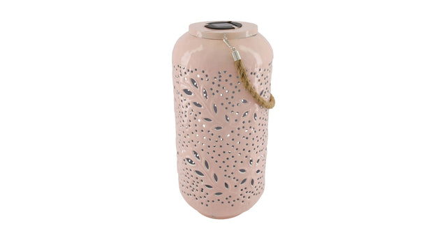 Lantern solar metal 19x19x40cm light pink