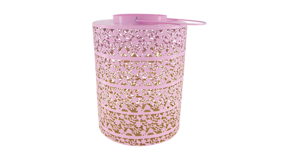 Lantern solar metal 28x28x38cm light pink