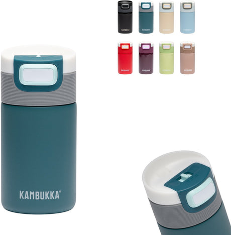 Kambukka etna thermosbeker 300 ml - makkelijk te reinigen thermosfles - lekvrije koffiebeker to go - blauw groen