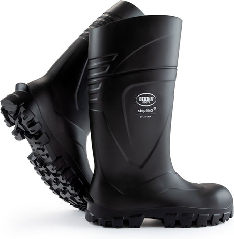Bekina robuuste veiligheidslaarzen voor heren en dames, antislip, metaalvrij, werklaarzen met brede pasvorm voor zware industrie, bestand tegen oliën, vetten en diverse chemicaliën, isolerend tot -30 graden, zwart, eu 43
