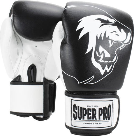 Super pro combat gear undisputed bokszakhandschoenen leder zwart wit extra large