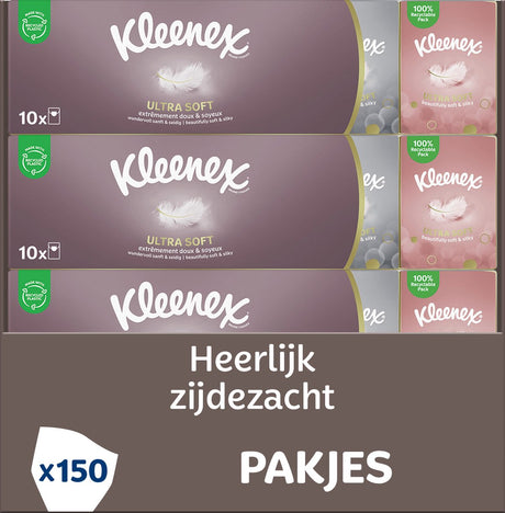 Kleenex zakdoekjes - ultra soft - 10 pakjes x 15 stuks - 150 tissues - extra zacht voor je huid