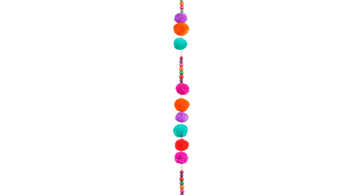 Slinger pom pon meerkleurig - h180xd4cm