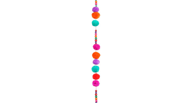 Slinger pom pon meerkleurig - h180xd4cm