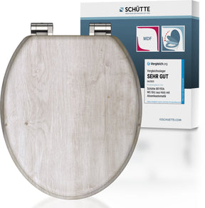 Schütte wc-bril 80192 light wood - mdf-hout - soft close - verchroomde scharnieren - belastbaar tot 175 kg - decor - 3-zijdige print
