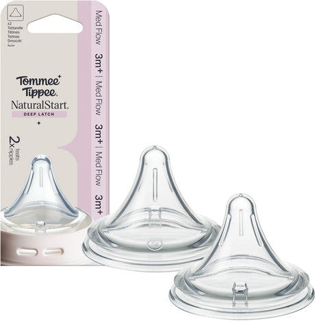 Tommee tippee natural start deep latch driehoekige spenen - set van 2 medium flow speen