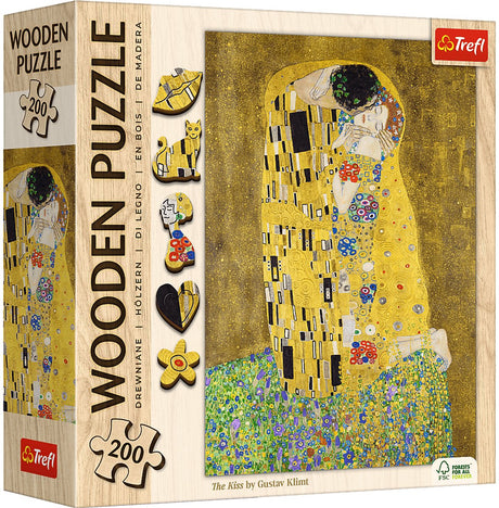 Trefl the kiss gustav klimt kunst hout houten legpuzzel - 200 stukjes - vanaf 9 jaar