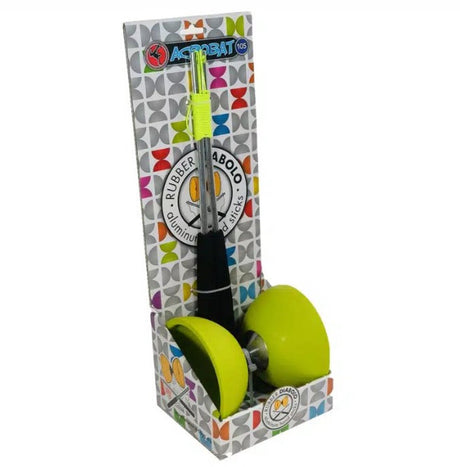 Acrobat diabolo licht groen met aluminium stokken - 105 mm doorsnede