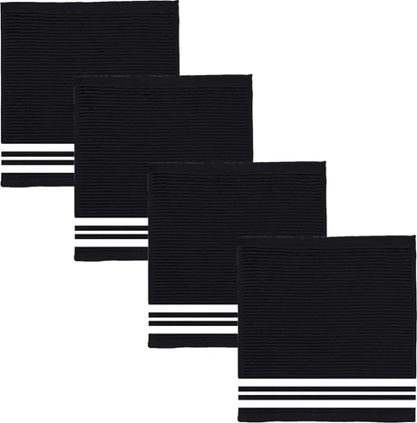 Ddddd - 4x vaatdoek - provence - 30x30 cm - zwart - set van 4 stuks