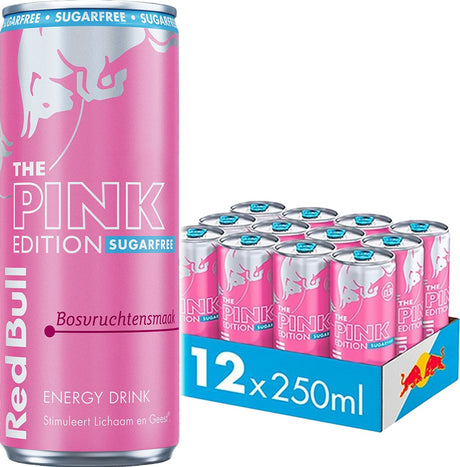 Red bull the pink edition sugarfree bosvruchtensmaak blik (12x 250ml)
