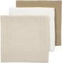 Meyco baby uni pre-washed hydrofiele doeken - 3-pack - pre-washed hydrofiel - offwhite soft sand taupe - 70x70cm