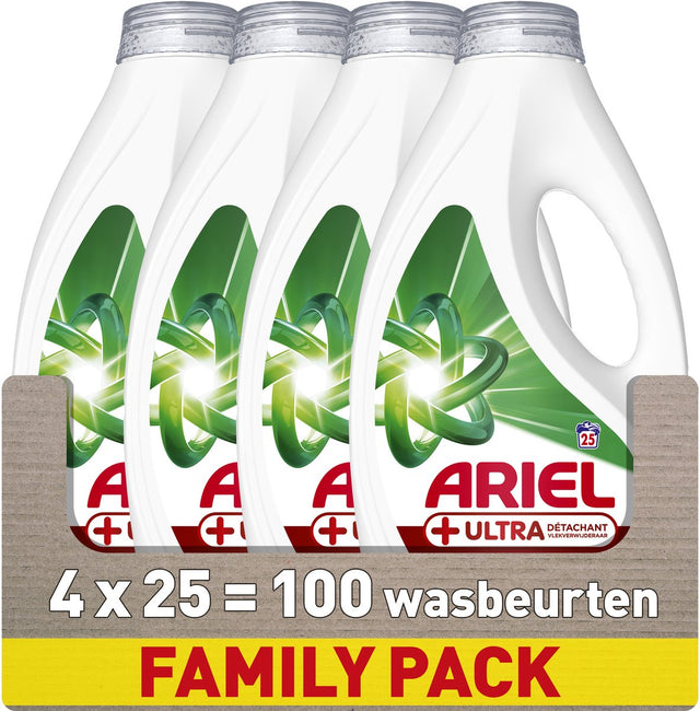 Ariel vloeibaar wasmiddel +ultra vlekverwijdering - 4 x 25 wasbeurten