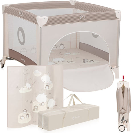 Lionelo bonnie kinderbox - kinderbed - tot 15 kg -zijwanden van luchtige gaas - ruime speelruimte - systeem voor snel in- en opvouwen - meegeleverde draagtas