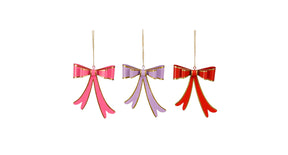 Ornament strik rood roze paars 3 assorti - l10xb2,5xh12cm