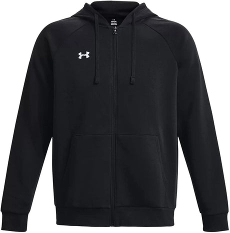 Under armour ua rival fleece fz hoodie-blk heren sporttrui - zwart - wit