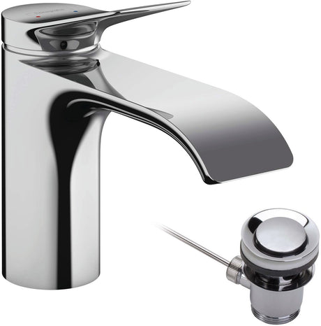 Hansgrohe vivenis 1 greeps wastafelkraan - 80 met trekwaste - hoogglans chroom