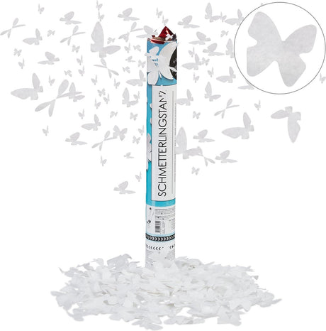 Merkloos sans marque confetti kanon vlinders - 6-8 m effect hoogte - bruiloft - papier - 40 cm - wit